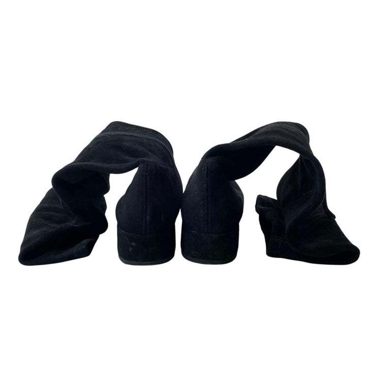 Reformation Raven Women's Black Suede Pointed Toe Zip Up Over the Knee Boots 9.5