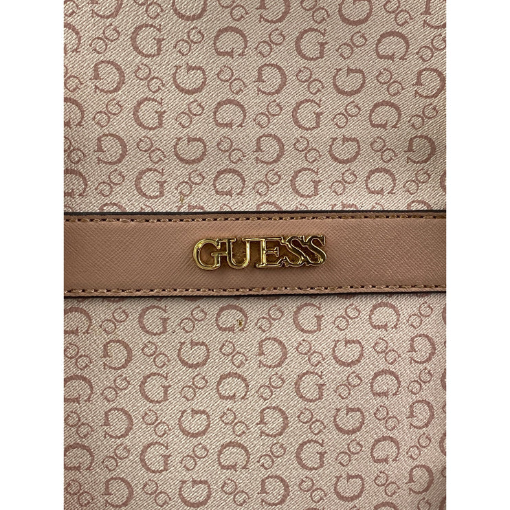 Guess Culkin Women's Beige Logo Monochrome Leather Shoulder Tote Bag Handbag OS
