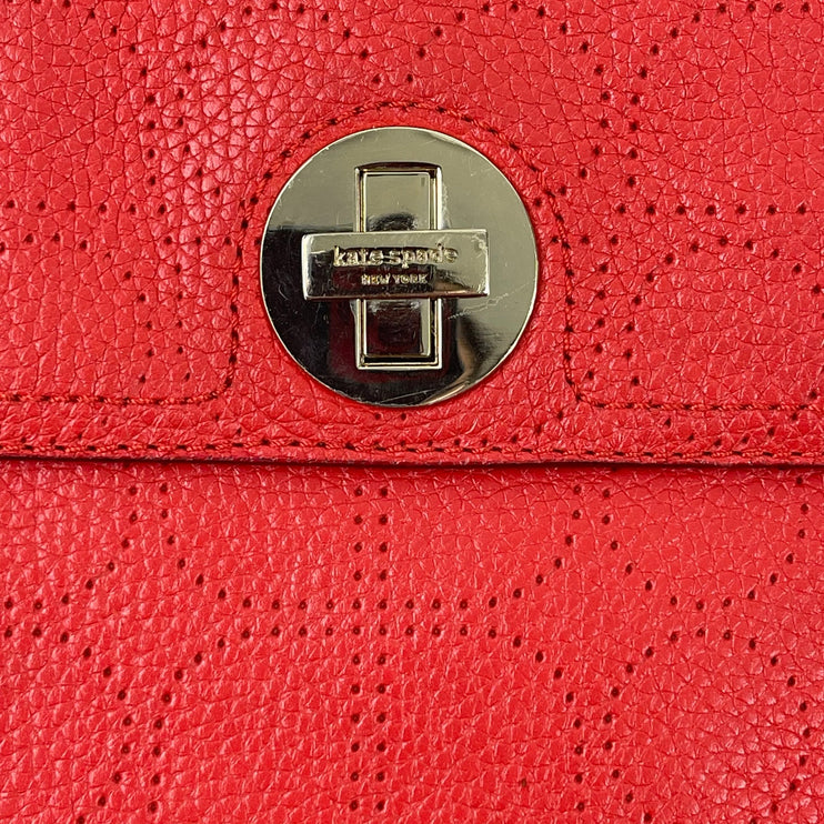 Kate Spade York Street Noel Double Vanessa Red Leather Shoulder Handbag OS