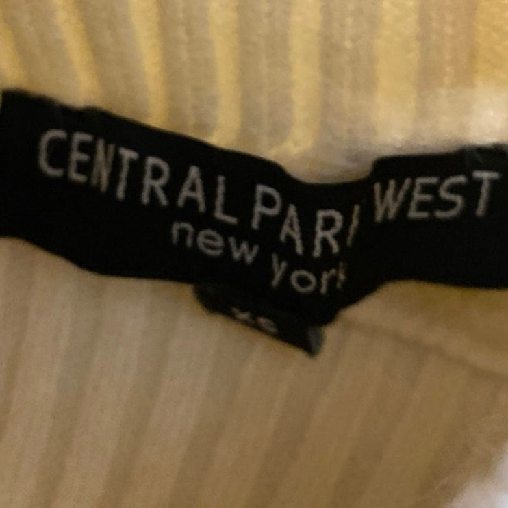 Central Park West Cream White Cable Knit Turtleneck Long Sleeve Crop Sweater XS