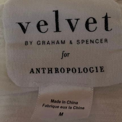 Anthropologie Velvet by Graham & Spencer Margot White Knit Shirt Blouse Top M