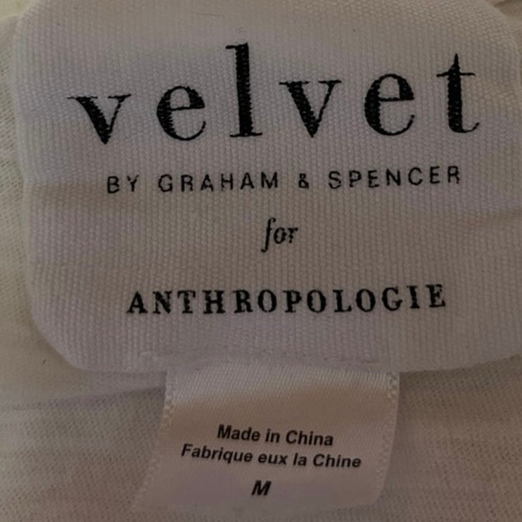 Anthropologie Velvet by Graham & Spencer Margot White Knit Shirt Blouse Top M