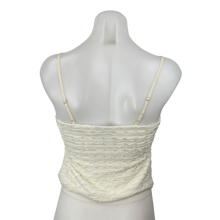 Edikted Alessia Women's White Ruffle Tie Front Sleeveless Camisole Tank Top Sz S