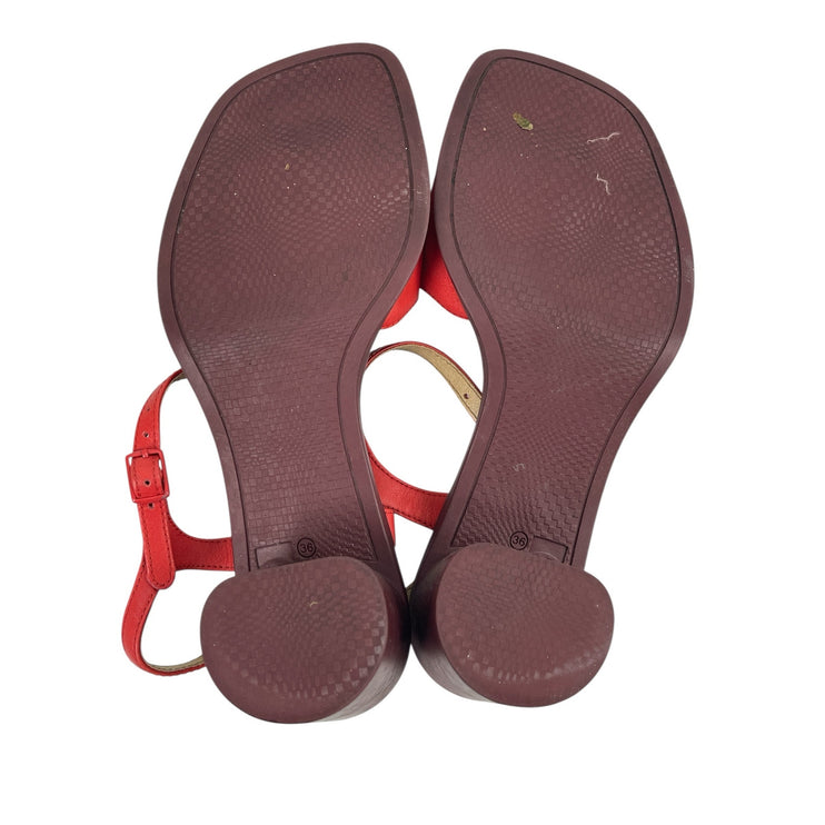 Camper Meda Womens Red Leather Square Toe Block Heel Ankle Strap Sandals 36 US 6