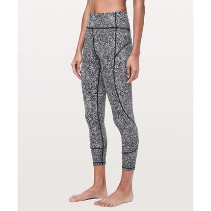 Lululemon In Movement Tight 25" Black Leopard Yoga Athletic Leggings Pants 4