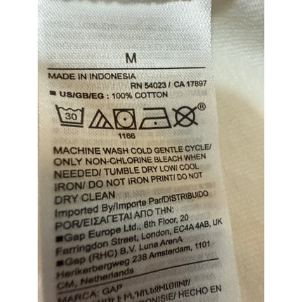 GAP Men's White Cotton Short Sleeve Classic Fit Graphic Tee T-Shirt Top Size M