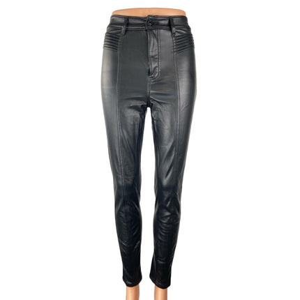 Express Women's Black Faux Vegan Leather High Rise Skinny Trousers Pants Size 0