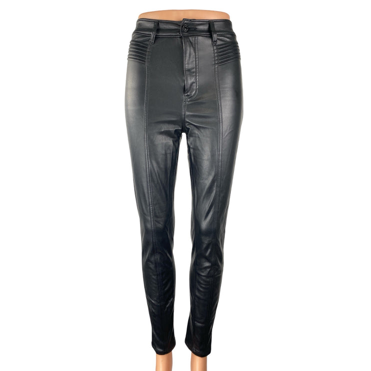 Express Women's Black Faux Vegan Leather High Rise Skinny Trousers Pants Size 0