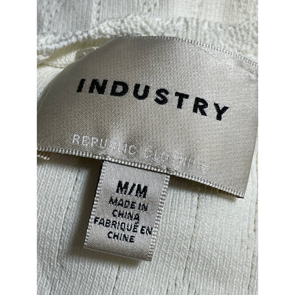 Industry Women's Off White Sleeveless Scoop Neck Henley Sweater Vest Tank Top M