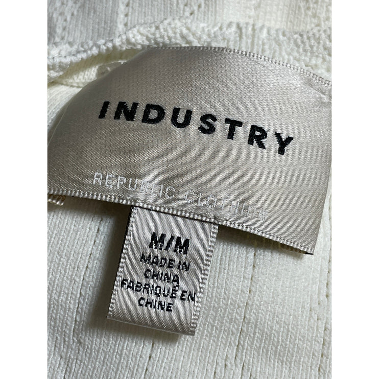Industry Women's Off White Sleeveless Scoop Neck Henley Sweater Vest Tank Top M