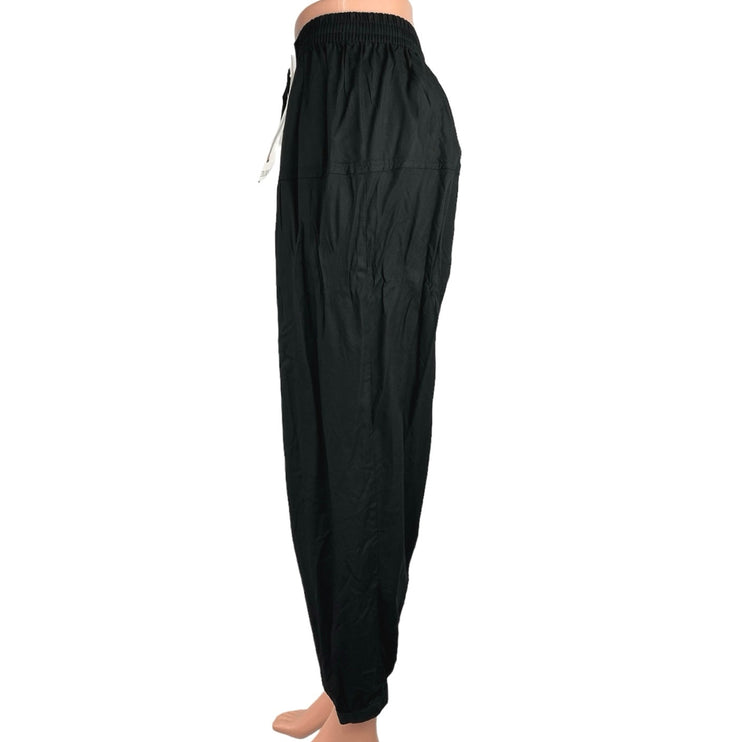 Go Colors Black High Rise Pleated Front Elastic Waistband Ankle Harem Pants Sz S