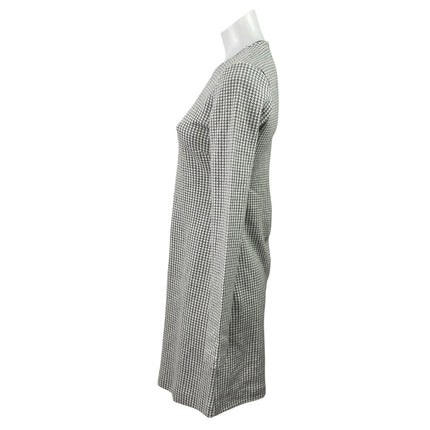 C Wonder Black White Houndstooth Long Sleeve Mini A-Line Sheath Sweater Dress XS