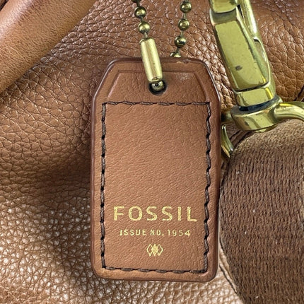 Fossil Karli Women's Tan Brown Pebbled Leather Hobo Crossbody Handbag Size OS