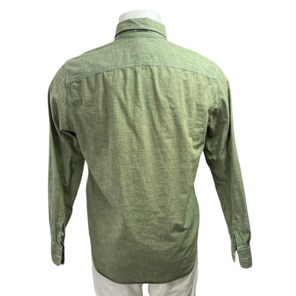 GAP 1960 Icon Worker Green Chambray Collared Long Sleeve Button Down Shirt Top M