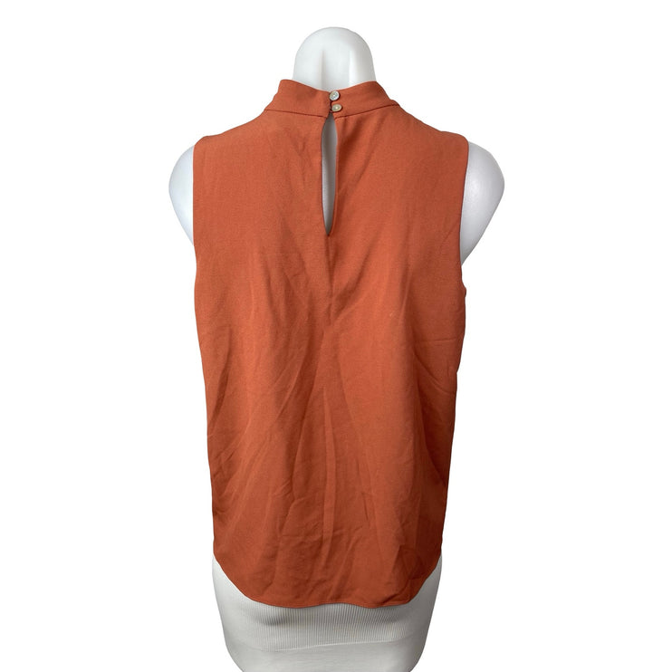 Bar III Women's Coral Sleeveless Mock Neck Tulip Split Cami Tank Blouse Top Sz S