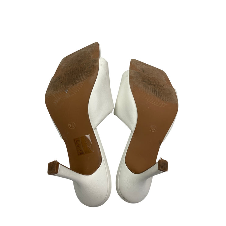 Dream Pairs Women's White Square Toe Leather Stiletto Heels Sandals Size 7.5