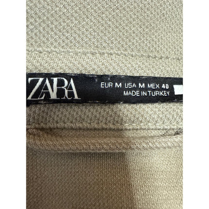 Zara Men's Beige Long Sleeve Button Down Collar Pockets Shirt Jacket Top Size M