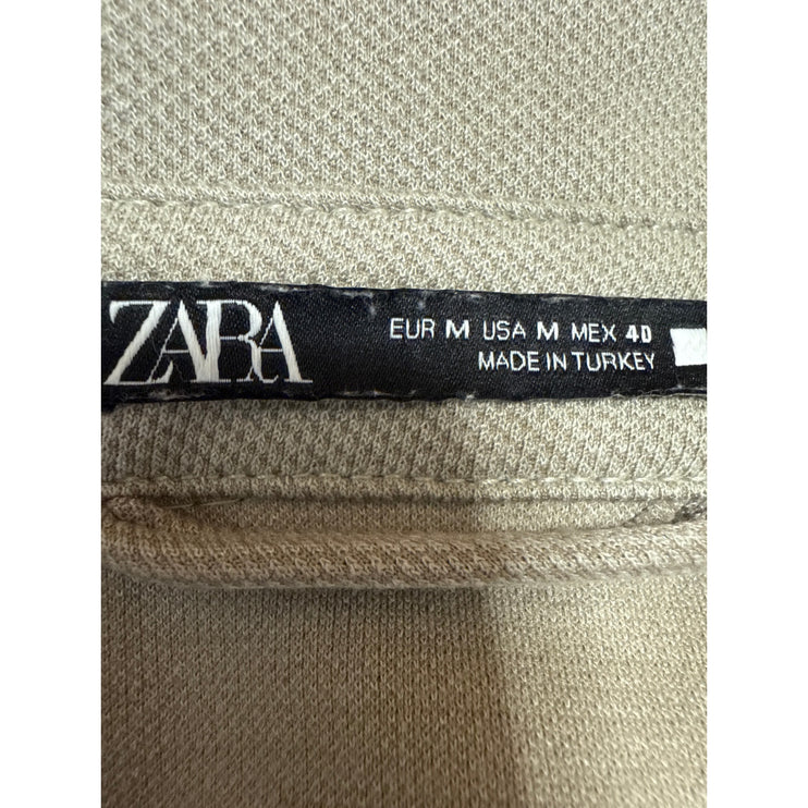Zara Men's Beige Long Sleeve Button Down Collar Pockets Shirt Jacket Top Size M