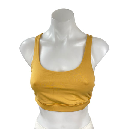 Lululemon Women's Yellow Strappy Cross Yoga Athletic Sports Bra Crop Top Size 6