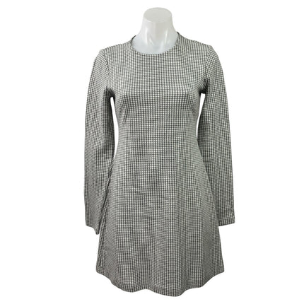 C Wonder Black White Houndstooth Long Sleeve Mini A-Line Sheath Sweater Dress XS