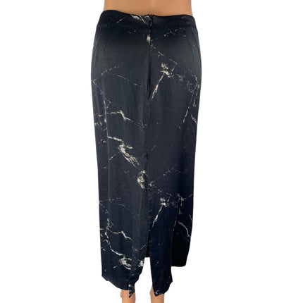 Zara Women's Black White Marble Print High Waisted Straight Midi Skirt Size XS
