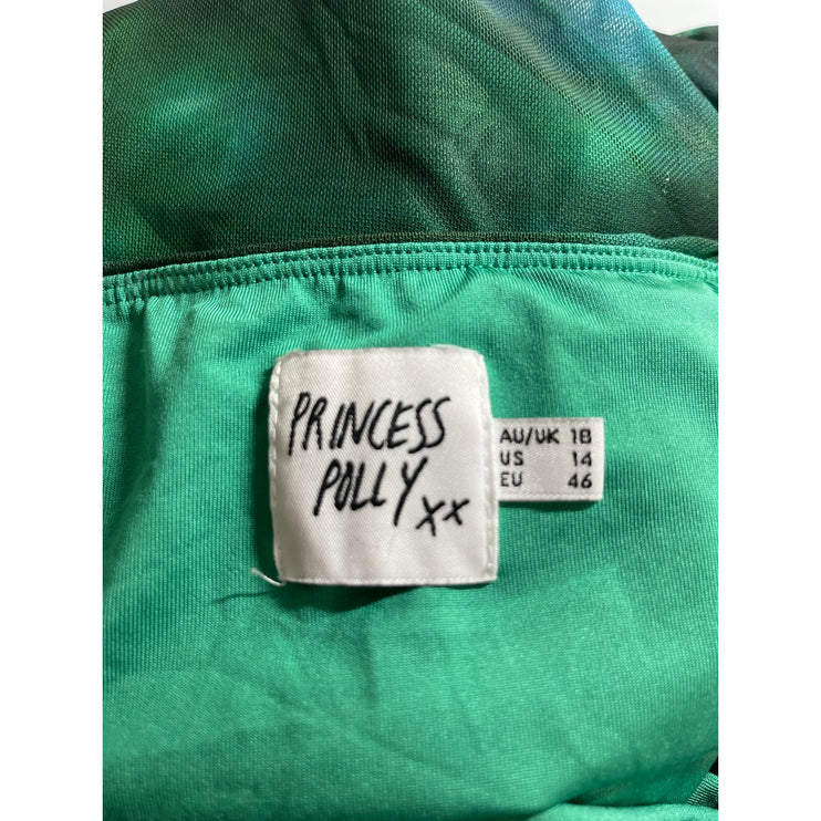 Princess Polly Women's Mesh Tie Dye Abstract Slit Midi Flare Bodycon Skirt Sz 14