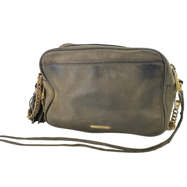 Rebecca Minkoff Women's Brown Brushed Pebbled Leather Chain Strap Crossbody Bag