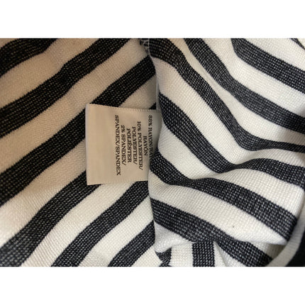 Ann Taylor Women Black White Striped Short Sleeve V Neck T Shirt Tee Top Size XS
