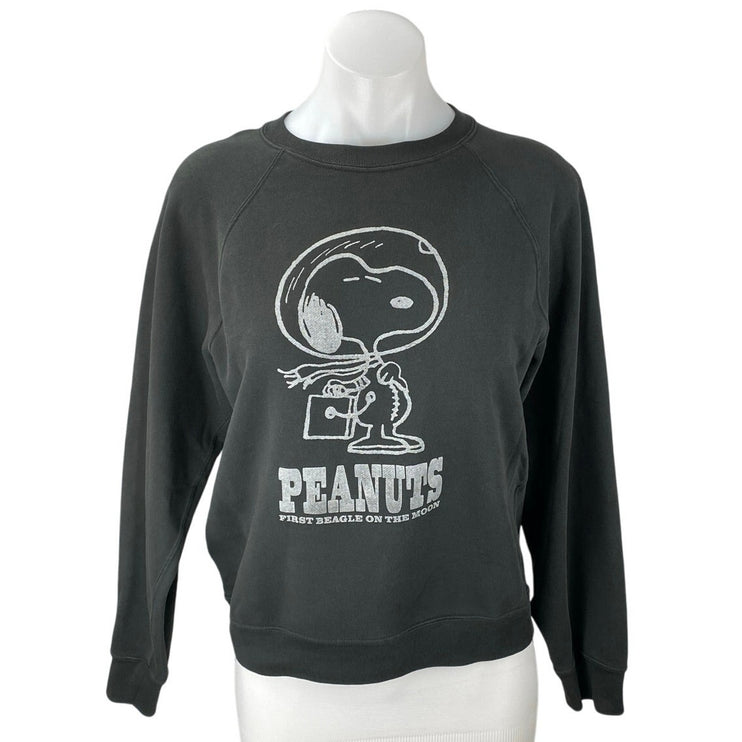 Uniqlo PEANUTS You Can Be Anything Women's Black Long Sleeve Sweatshirt Top S