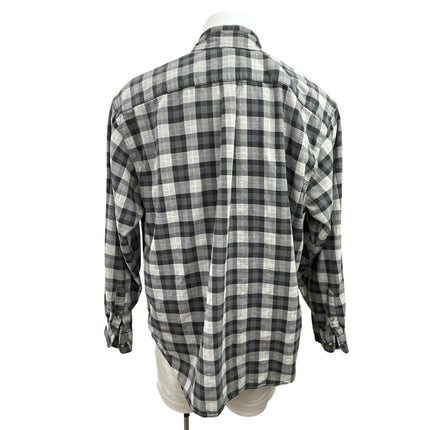 Eddie Bauer Men's Black Checkered Plaid Flannel Long Sleeve Button Up Shirt L