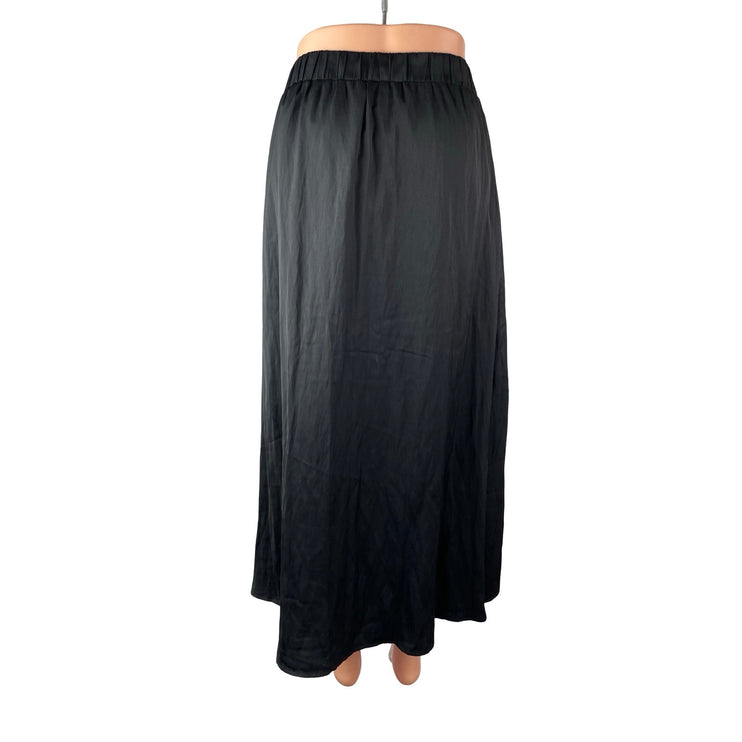 Ann Taylor LOFT Women's Black High Waisted Pleated A Line Midi Skirt Size M