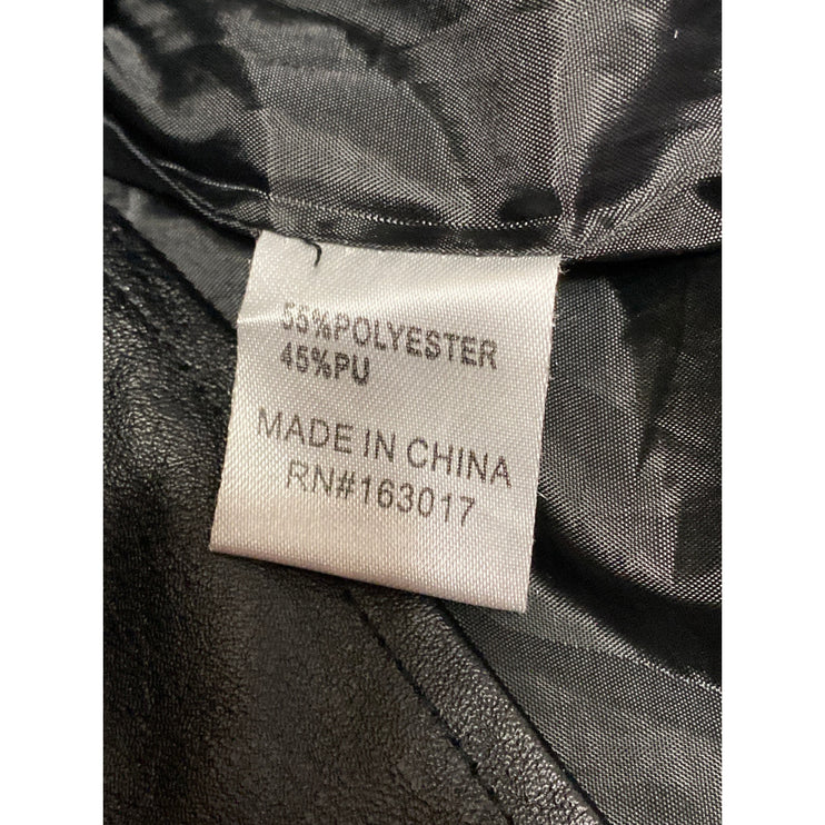 Princess Polly Women's Black Long Sleeve Faux Leather Vegan Shirt Jacket Size 4