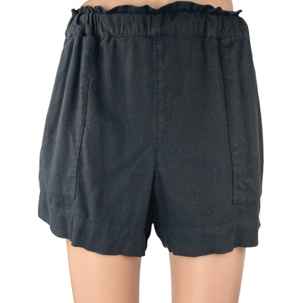 Abercrombie & Fitch Black Linen High Waisted Paperbag Casual Mini Shorts Size S