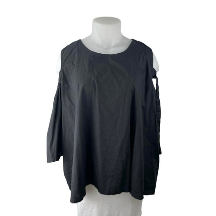 Kaktus Women's Black Cold Shoulder 3/4 Flutter Sleeve Tunic Blouse Top Size 2X