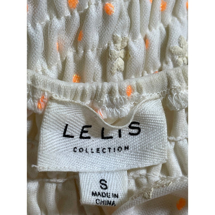 Le Lis Daisy Womens Floral Tulle Sheer Mesh Ruched Puff Sleeve Corset Crop Top S