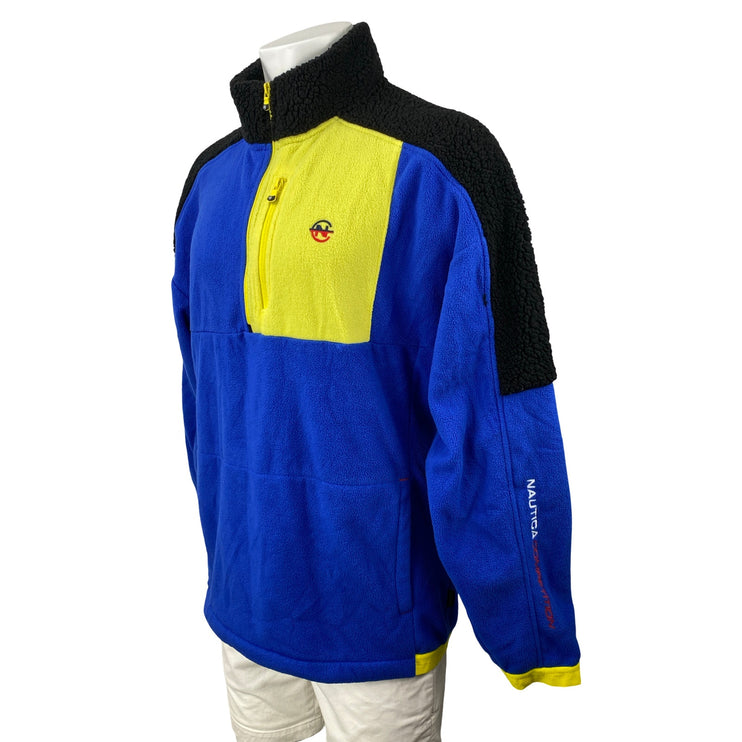 Nautica Competition Sustainably Crafted 1/4 Zip Blue Fleece Sweater Jacket Sz L