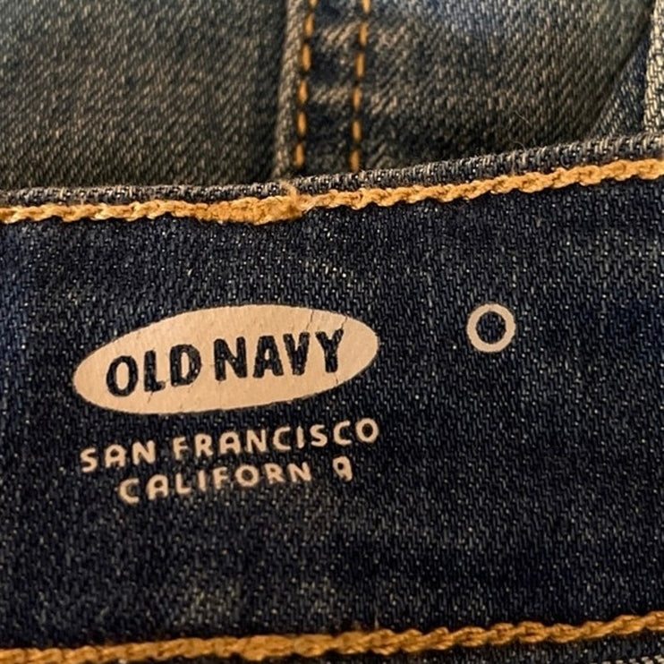 Old Navy Blue Denim High Waist Straight Pencil Medium Wash Mini Jean Skirt Sz 0