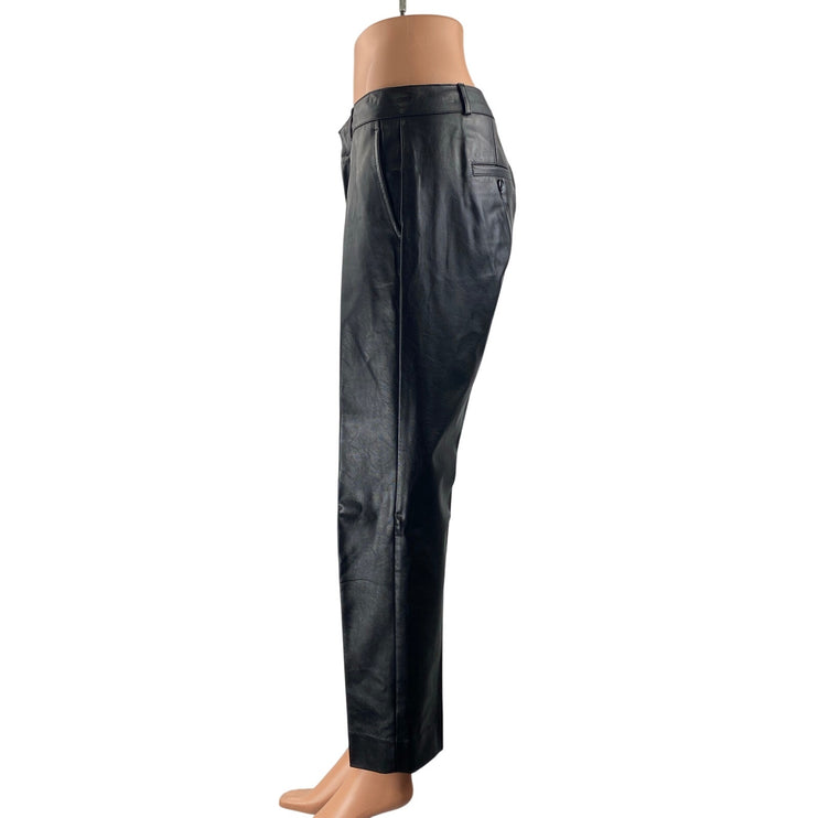 Banana Republic Womens Black Faux Leather Vegan Straight Trousers Pants Size 2