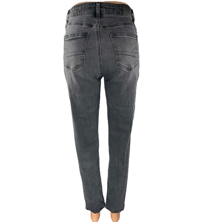American Eagle Women's Black High Waist Straight Skinny Denim Mom Jeans Pants 2