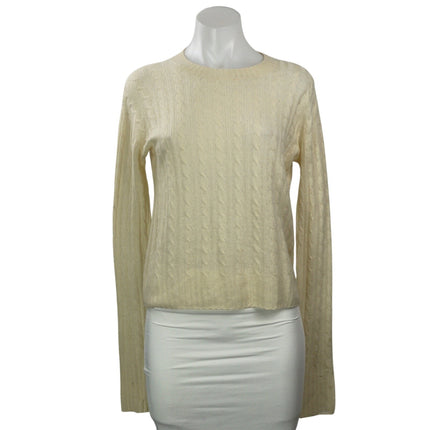 Sies Marjan Womens Cream Long Sleeve Cable Knit Crew Neck Pullover Sweater Top M