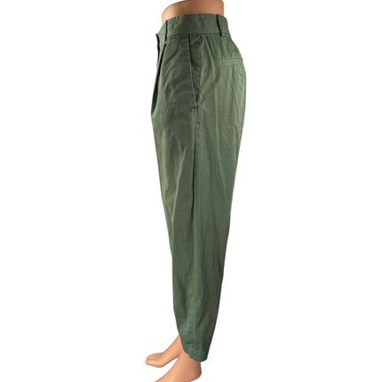 Everlane Women's Green High Rise Pleated Tapered Leg Crop Trousers Pants Size 0