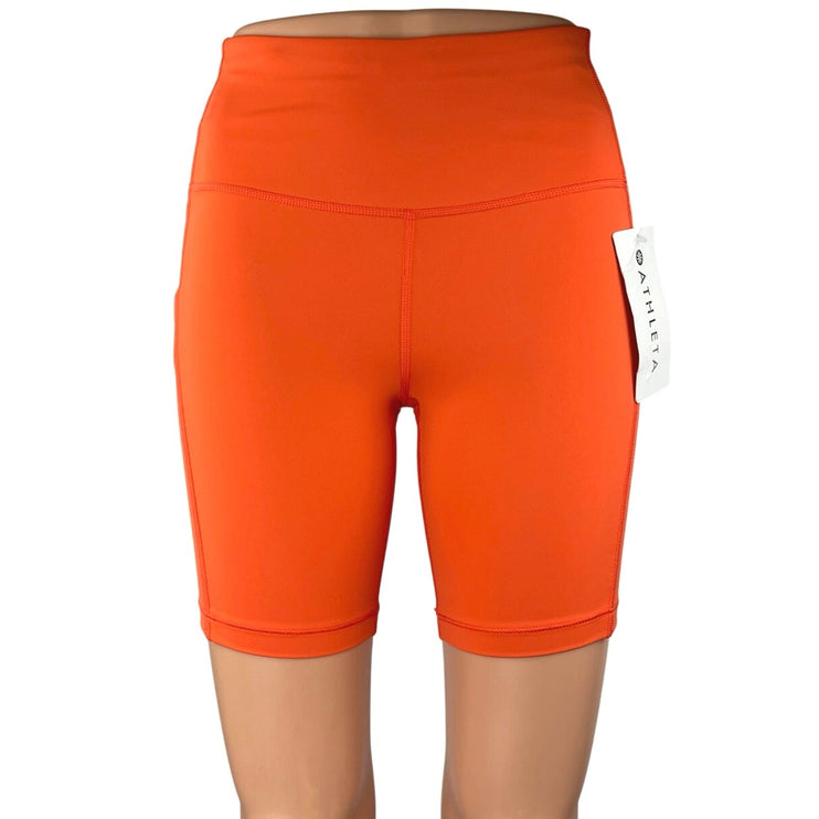 NEW Athleta Ultimate Stash 7" Pocket Orange Running Athletic Biker Shorts Sz XXS