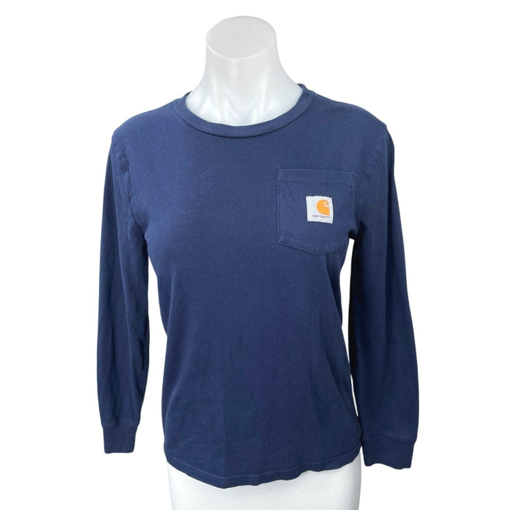 Carhartt Women's Blue Pocket Long Sleeve Casual Pullover Sweatshirt Top Size M