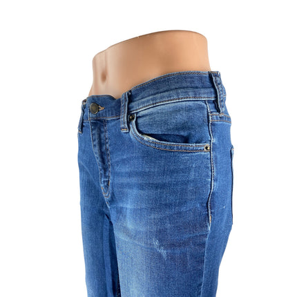 Free People Shark Bite Distressed Raw Frayed Hem Skinny Denim Jeans Pants Sz 28