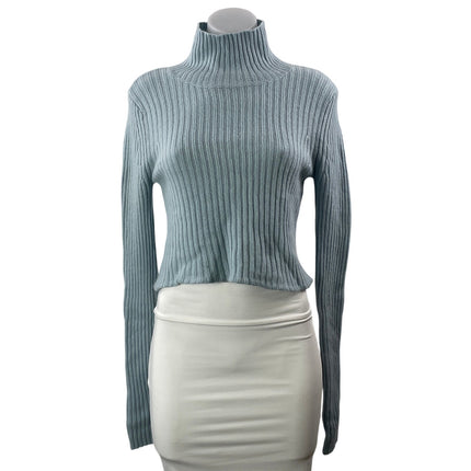 Something Navy Light Blue Long Sleeves Knit Turtleneck Cropped Sweater Top XS