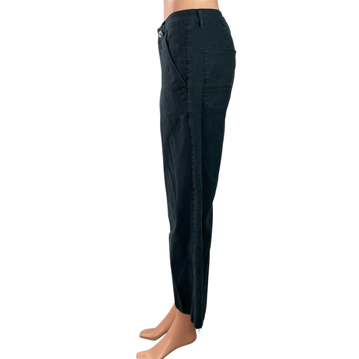 Converse Women's Black High Rise Wide Leg Baggy Raw Hem Denim Jeans Size 27