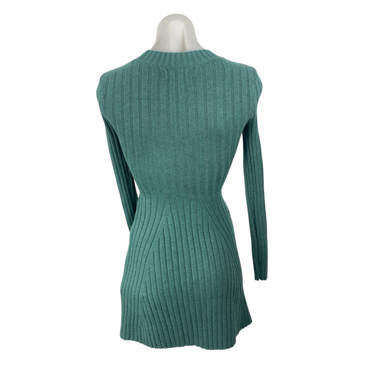 Hollister Green Rib Knit Mock Neck Long Sleeve A Line Sweater Mini Dress Size S