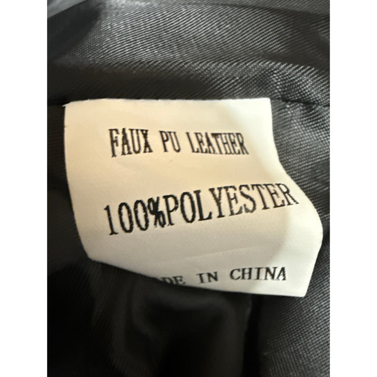 NEW Qianxizhan Black Faux Leather Vegan High Rise Paperbag Mini Shorts Size XL