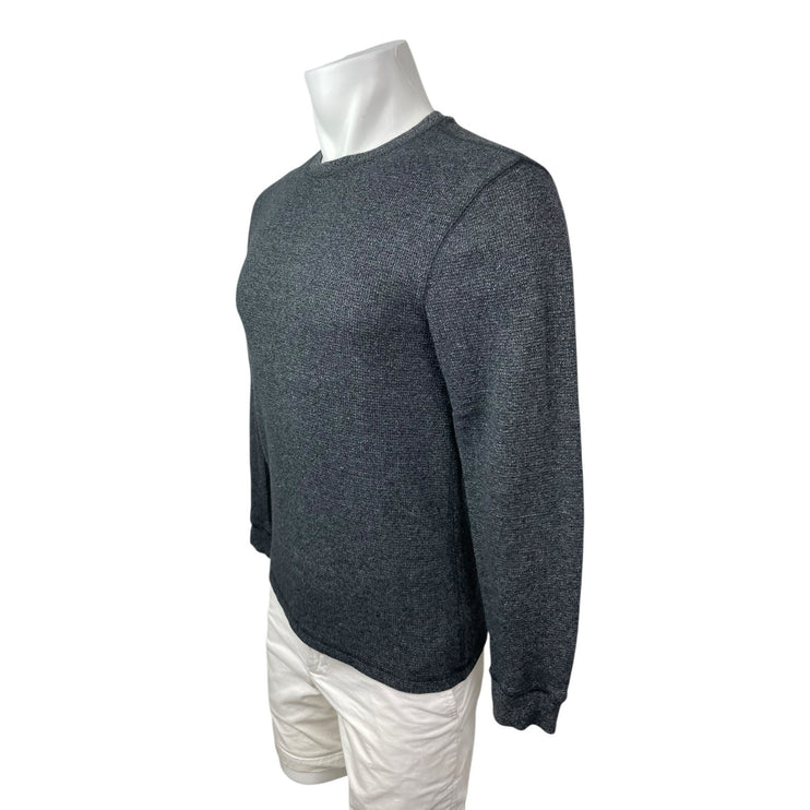Faded Glory Mens Gray Waffle Knit Crew Neck Long Sleeve Sweatshirt Sweater Top S