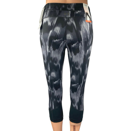 NEW Under Armour Black Tie Dye Mid Rise Activewear Crop Tight Leggings Pants S-M